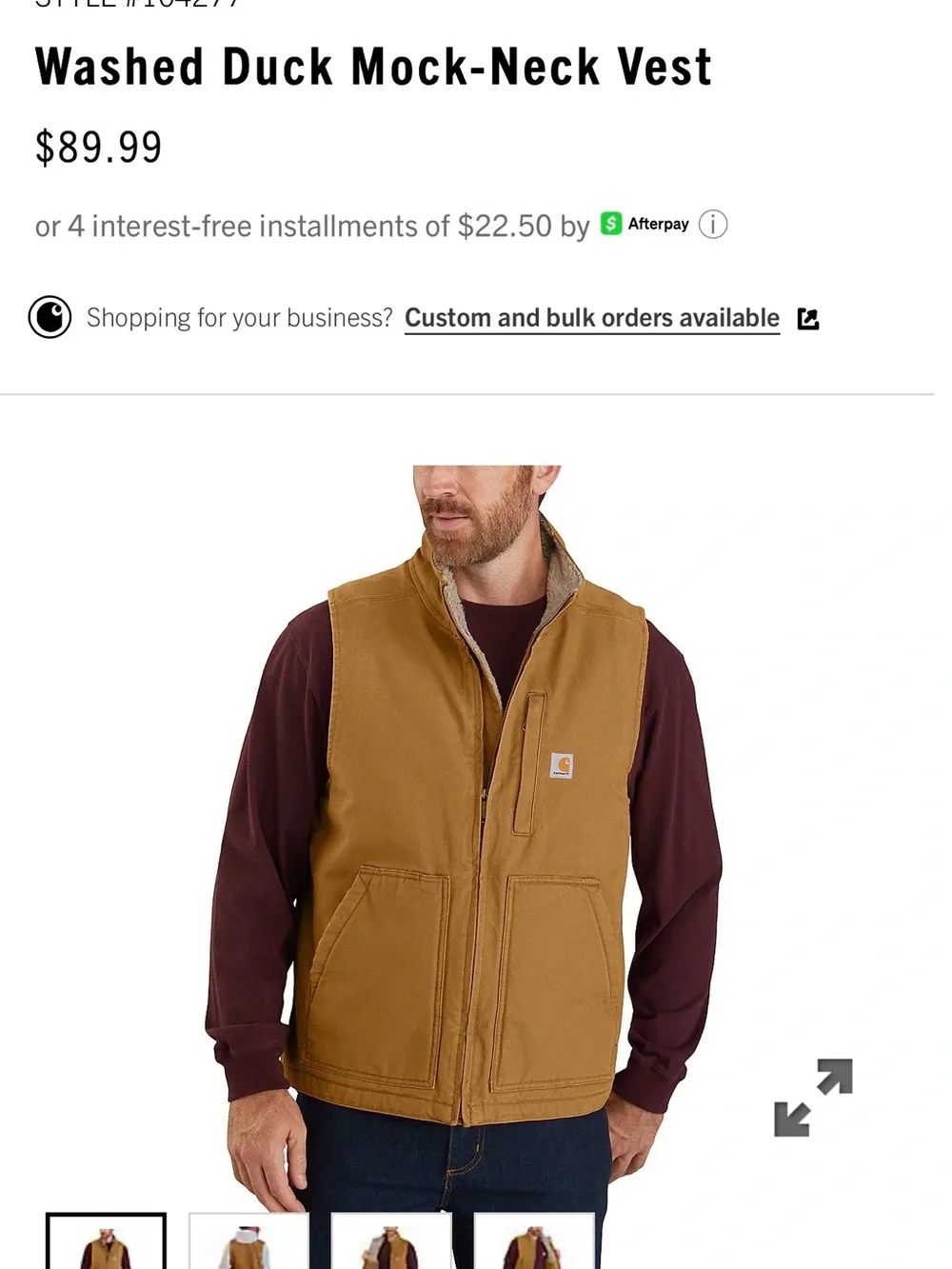 Carhartt Washed Duck Mock-Neck Vest - XL